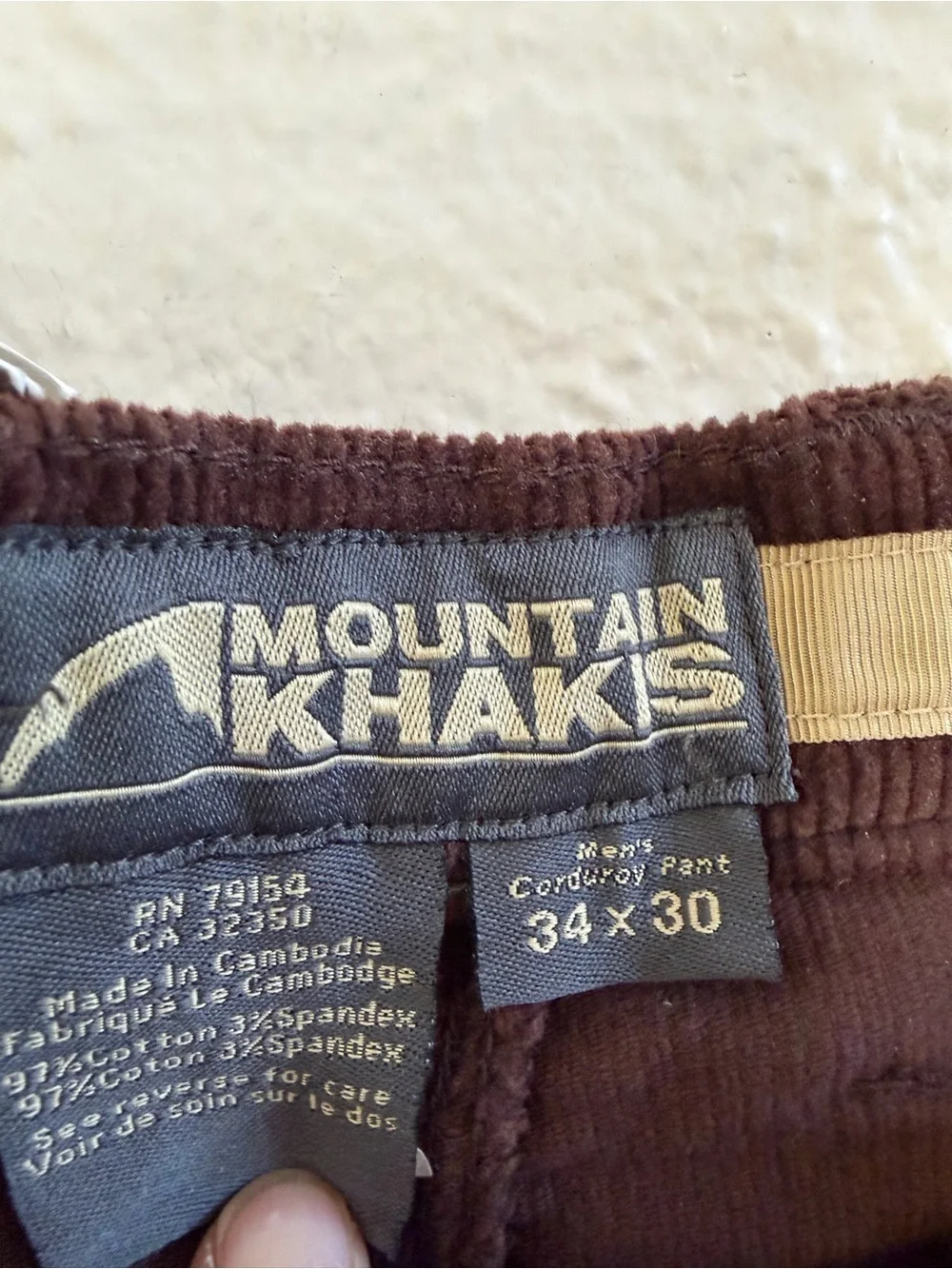 NWT Mountain Khakis cottonwood brown corduroy pants